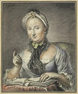 Stumping Prints: The Artist's Wife with a Book, 1752. Creator: Georg Friedrich Schmidt