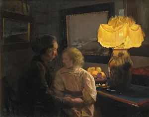 Lamplight Prints: The Artist's Wife and Daughter, 1901. Creator: Laurits Andersen Ring