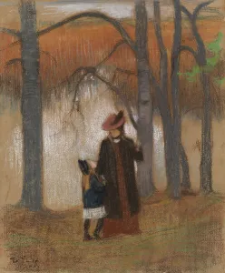 Artists Daughter Prints: The Artist's Wife and Daughter, 1905. Creator: Eero Jarnefelt