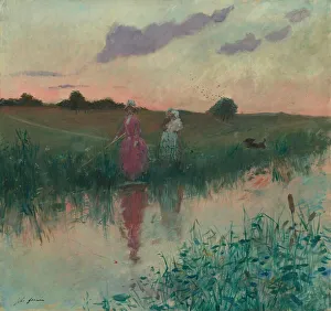 Jean Louis Prints: The Artists Wife Fishing, 1896. Creator: Jean Louis Forain