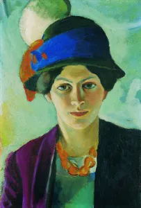 Macke Prints: Artists Wife with Hat, 1909