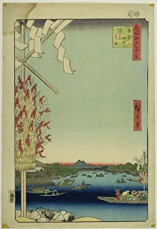 Asakusa River, Great Riverbank, Miyato River (Asakusagawa Okawabata Miyatogawa)... 1857. Creator: Ando Hiroshige