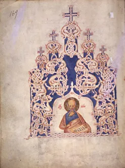 Ancient Russian Art Gallery: Asaph (From The Book of Psalms o Ivan IV the Terrible), Second Half of 14th century