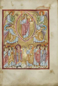 Floating Prints: The Ascension; Benedictional, about 1030-1040. Creator: Unknown