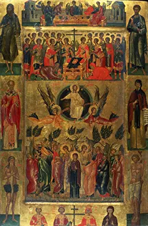 The Ascension of Christ with the Hetoimasia, 15th century. Artist: Ritzos, Andreas (1421-1492) The Ascension of Christ with the Hetoimasia, 15th century. Artist: Ritzos, Andreas (1421-1492)