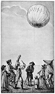 Images Dated 29th November 2007: Ascension of a Montgolfier balloon, late 18th century, (1910)