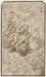 Framing Lines In Black Ink Prints: Ascension of Saint Jerome, 1600s. Creator: Karel Skreta (Czech, 1610-1674)