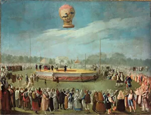 Balloonist Collection: Ascent of a Balloon in the Presence of the Court of Charles IV, ca. 1783