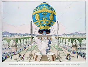 Ascent in captive hot air balloon made by Pilatre de Rozier, Paris, 11 October 1783 (1887)