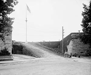 Flagpole Prints: Ascent to the flagstaff, Fort Monroe, Va. between 1900 and 1910. Creator: Unknown