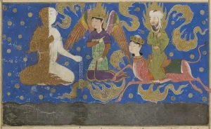 Quran Prints: Ascent of Muhammad to Heaven. From Miraj Nameh, 1436. Creator: Anonymous