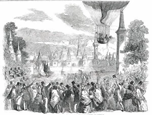 Hot Air Balloon Collection: Ascent of the Nassau Balloon, from Vauxhall Gardens, on Saturday, 1850. Creator: Unknown