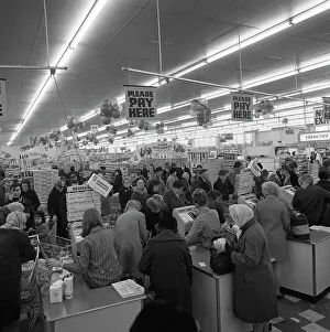 Queue Prints: Asda supermarket, 1969. Artist: Michael Walters