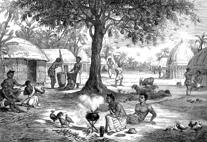 Cooking Pot Prints: An Ashantee village, 1873. Creator: Unknown
