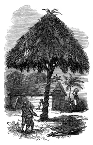 Gold Coast Prints: The Ashantee War: the camp whipping-post at Inquabim, 1874. Creator: Unknown