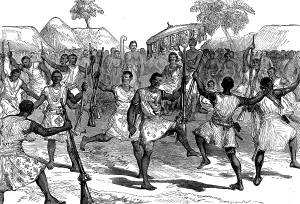 Ghana Prints: Ashantee war-dance, 1873. Creator: Unknown