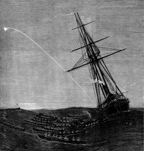 Rowing Boats Prints: The Ashantee War: the decoy giving the signal for the boats to start for the attack on Elmina