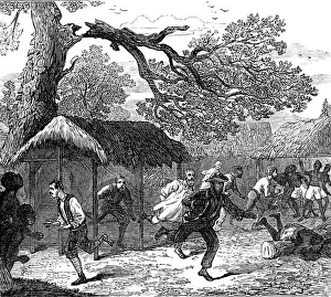First Asante Expedition Prints: The Ashantee War: fall of a tree in camp, 1874. Creator: Unknown
