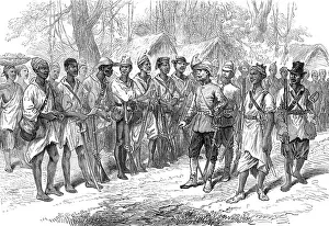 Africans Prints: The Ashantee War: inspecting Kossohs at Prah-Su