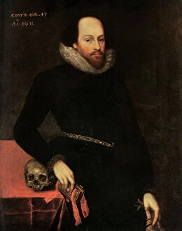 Images Dated 15th September 2007: The Ashbourne Portrait of Shakespeare, 16th century.Artist: Cornelius Ketel