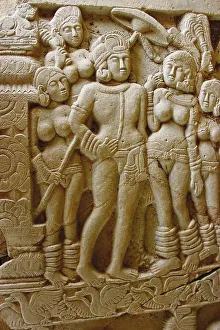 Limestone Prints: Ashoka with his Queen, 1st-3rd century. Creator: Indian Art