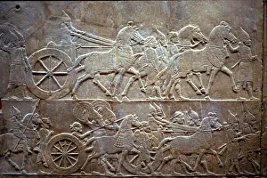 Ashurbanipal at the Battle of Til-Tuba, 650-620 BC. Artist: Assyrian Art