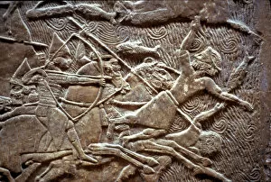 Assyrian Art Gallery: Ashurbanipal at the Battle of Til-Tuba, 650-620 BC. Artist: Assyrian Art