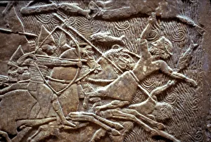 Ashurbanipal at the Battle of Til-Tuba, 650-620 BC. Artist: Assyrian Art Ashurbanipal at the Battle of Til-Tuba, 650-620 BC. Artist: Assyrian Art