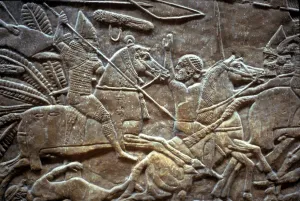 Ashurbanipal at the Battle of Til-Tuba, 650-620 BC. Artist: Assyrian Art