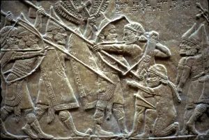 Ashurbanipal at the Battle of Til-Tuba, 650-620 BC. Artist: Assyrian Art