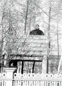 Mongolian Prints: An Asian man in the park, 1880. Creator: Nikolai Nikolaevich Petrov