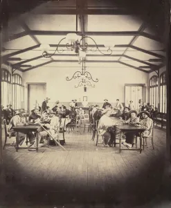 Inmates Prints: Asile imperial de Vincennes, salle de jeu, 1858-59. Creator: Charles Negre