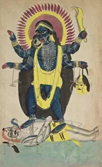Kalighat Painting Gallery: Two Aspects of Kali, c. 1880 - 1890. Creator: Unknown