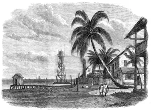 Gold Rush Prints: Aspinwall, Central America: Lighthouse Point, 1865. Creator: Unknown