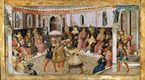The Assassination of Julius Caesar, 15th century. Artist: Apollonio di Giovanni di Tommaso