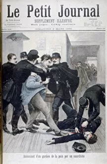 Police Brutality Gallery: Assassination of a Policeman by an Anarchist, 1895. Artist: Lionel Noel Royer