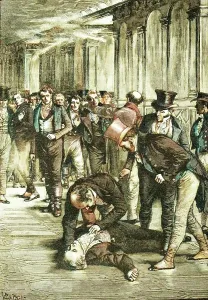 Colourised Prints: Assassination of Spencer Perceval, 1812 (1906). Creator: Unknown