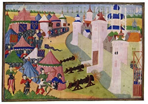 Images Dated 9th August 2006: The Assault on the Strong Town of Afrique, 15th Century.Artist: Master of the Harley Froissart