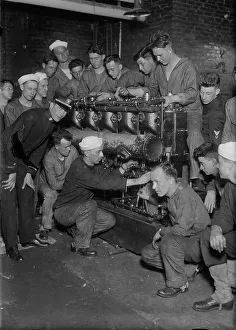 Assembly Prints: Assembling main engine, between c1915 and c1920. Creator: Bain News Service