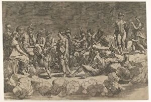 Raffaello Santi Gallery: Assembly of the Gods after the ceiling composition in the Loggia di Psiche
