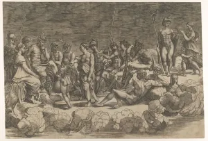 Assembly Prints: Assembly of the Gods after the ceiling composition in the Loggia di Psiche