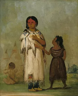 Teepee Gallery: Assiniboin Woman and Child, 1832. Creator: George Catlin