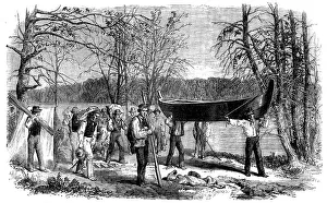 Canoe Prints: The Assiniboine and Saskatchewan Exploring Expedition - Portaging a Canoe and Baggage