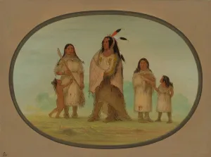 Assinneboine Warrior and His Family, 1861 / 1869. Creator: George Catlin