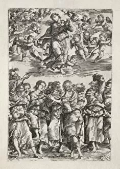 Domenico Campagnola Gallery: The Assumption of the Virgin, 1517. Creator: Domenico Campagnola (Italian, 1500-1564)