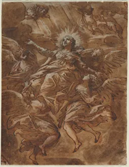 Heightened With White Gouache Prints: Assumption of the Virgin, 1600s. Creator: Unknown