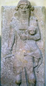 Louvre Prints: Assyrian relief of Gilgamesh and a lion