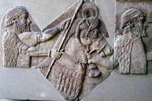 Louvre Prints: Assyrian relief of a man leading a horse and rider