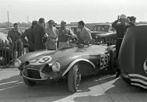 Moss Gallery: Aston Martin DB3S, Stirling Moss in paddock at Goodwood International Sports Car Race 1956
