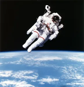 US Astronaut Bruce McCandless spacewalking, 1984